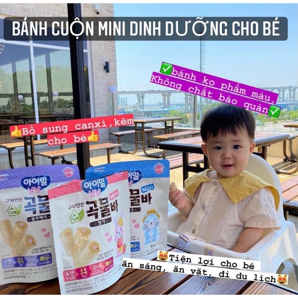 Bánh Cuộn Mini Ngũ Cốc Nhân Kem Ildong Hàn Quốc Cho Bé Ăn Dặm Thơm Ngon An Toàn Không Chất Bảo Quản