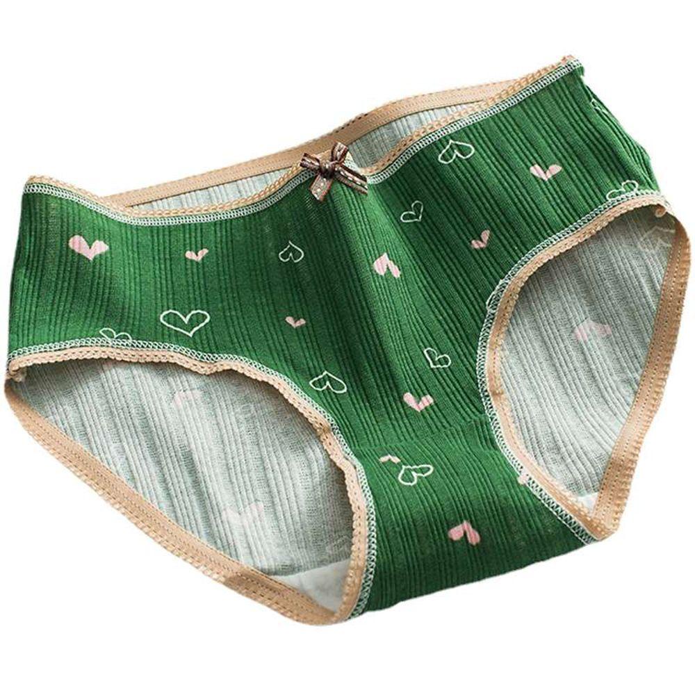 Quần Lót Cotton In Họa Tiết Hoạt Hình Đính Nơ Màu Xanh Lá Thời Trang Cho Nữ