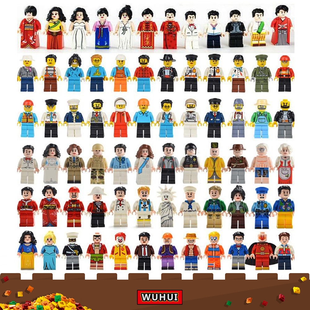 WUHUI 24PCS City Minifigures Bộ đồ chơi xây dựng Đồ chơi LeGoIng Khối xây dựng Cảnh sát PCCC Giáo viên Bác sĩ Nghề nghiệp Hình Ninja Marvel Building Gạch Đồ chơi trẻ em Đồ chơi cho bé trai Tương thích với mọi thương hiệu