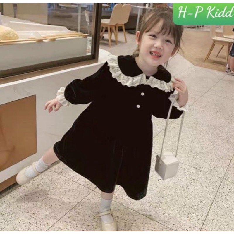 Váy nhung cổ sen xinh xắn 8-18kg