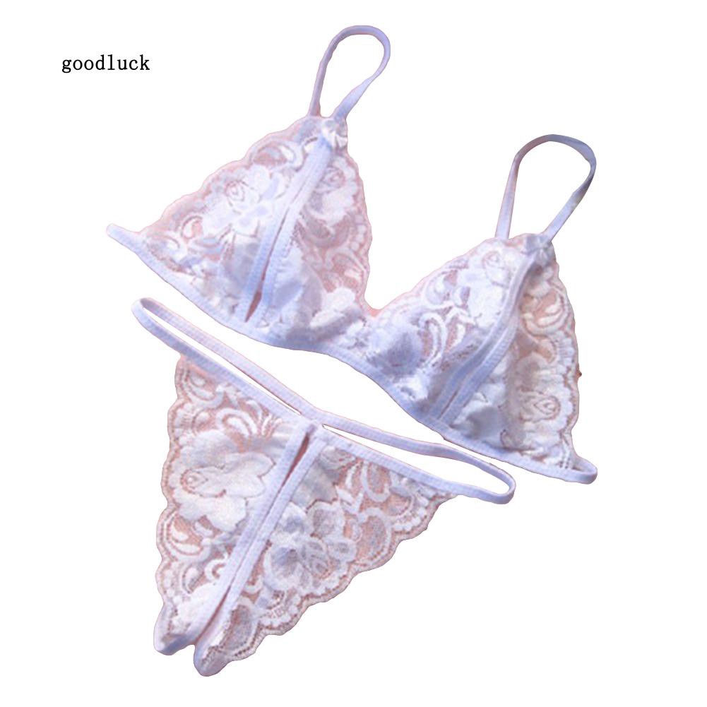 Set áo ngực quần lót lọt khe trang trí ren phong cách gợi cảm | BigBuy360 - bigbuy360.vn