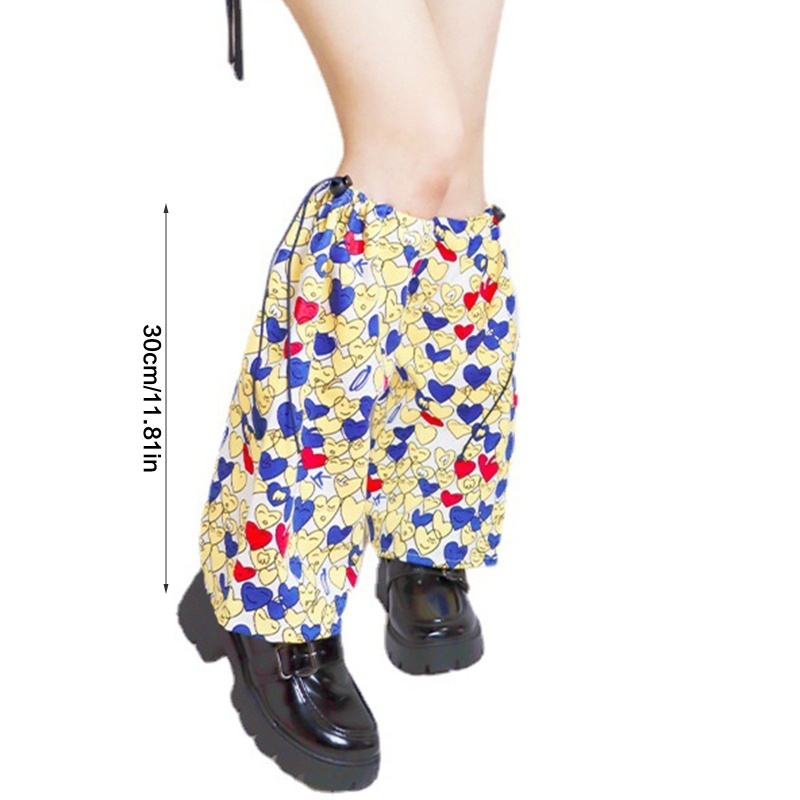 Xiangbao Vớ Ống Chân Dáng Rộng In Họa Tiết Trái Tim Mặt Cười Hoạt Hình Nhiều Màu Sắc Phong Cách Gothic Punk Harajuku Nhật