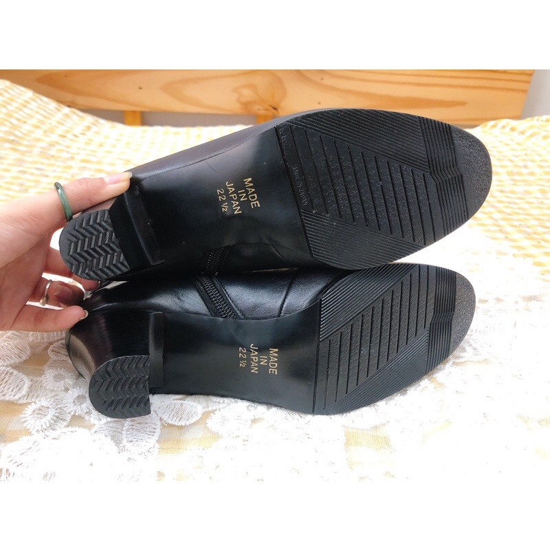 Boot Đen Cao Gót Nhật Nữ Size Cô Tấm 34,35 Da Dê