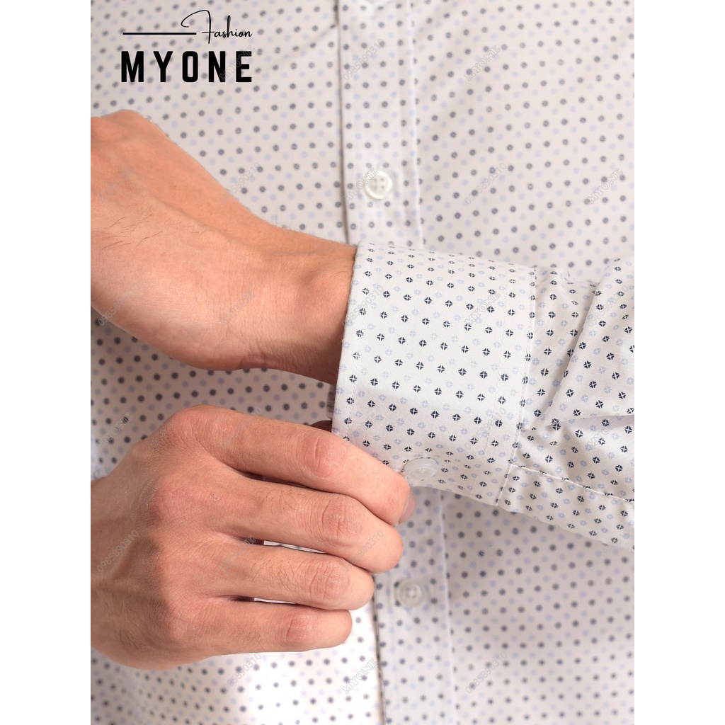 Áo sơ mi nam họa tiết chấm bi, form slimfit, 3 màu, chất liệu cotton, MyOne