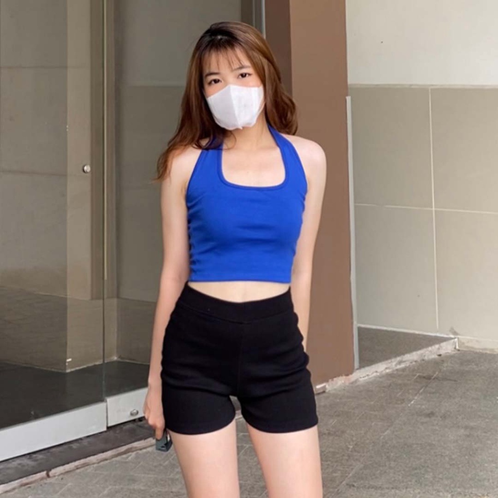 Áo Croptop Choàng Cổ Co Giãn MASSEC A10