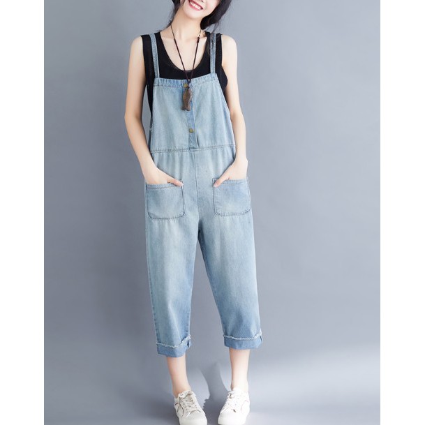 G275 Quần bò yếm big size freesize kiểu dáng năng động mẫu mã mới mẻ | BigBuy360 - bigbuy360.vn