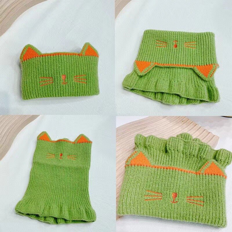 Khăn Choàng Cổ Giữ Ấm Mùa Đông Họa Tiết Mèo Hoạt Hình Dễ Thương Cho Bé Gái