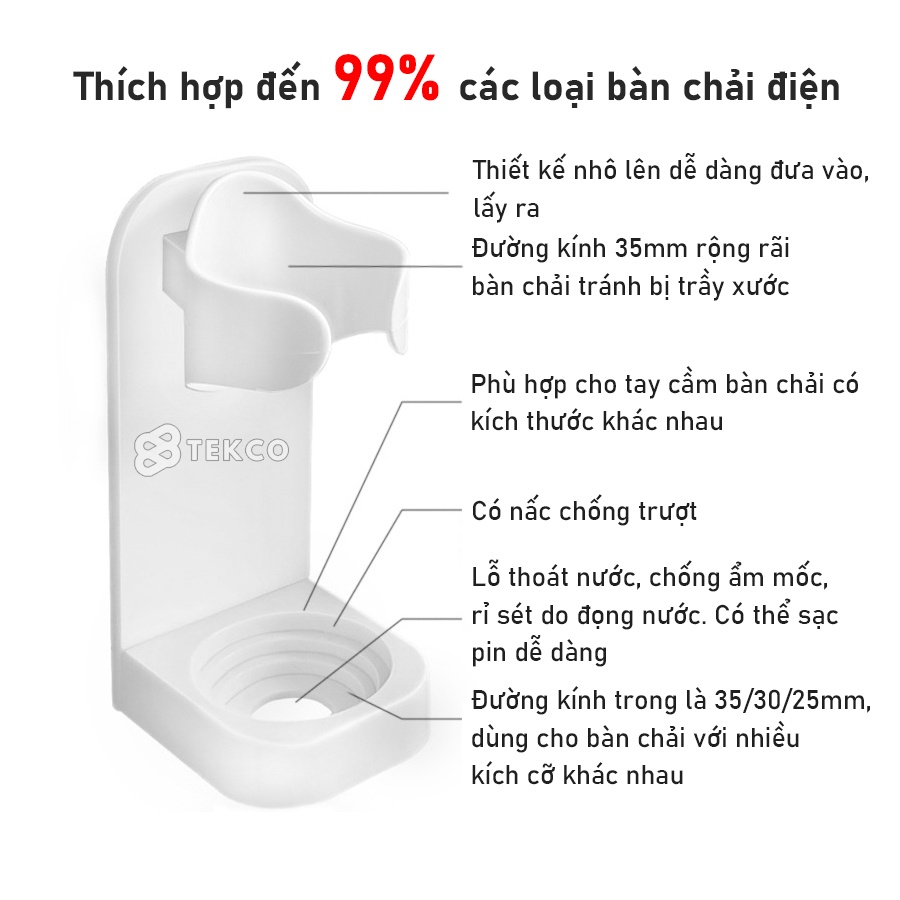 Giá Dán Tường Treo Bàn Chải Điện, Kem Đánh Răng, Sữa Rửa Mặt - Móc Treo Đồ Gắn Tường Nhà Tắm