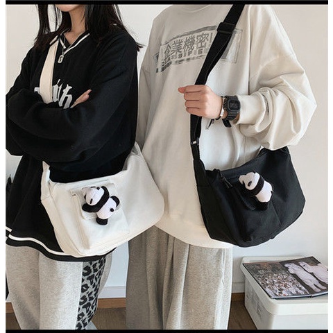 Túi Đeo Chéo Vải Canvas Cỡ Lớn Thiết Kế Đơn Giản Thời Trang Cho Nam Và Nữ