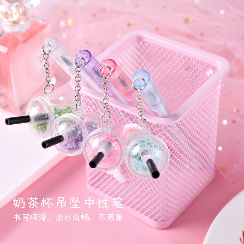 Bút Mực gel Hình Ly Trà Sữa Đính Kim Sa Lấp Lánh Dễ Thương Cho Học Sinh Ruột bút gel bút gel nhiều màu bút bi bấm cute