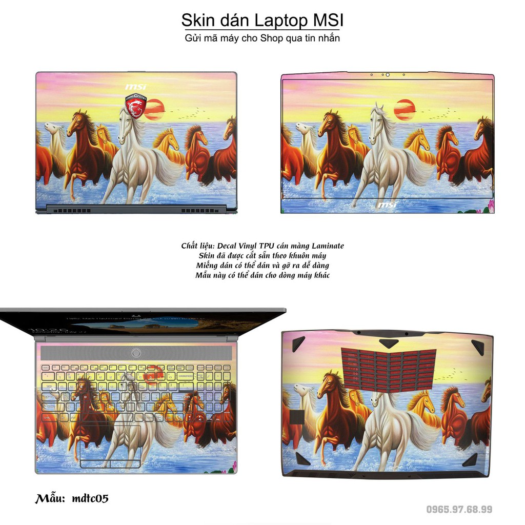 Skin dán Laptop MSI in hình Mã Đáo Thành Công (inbox mã máy cho Shop)