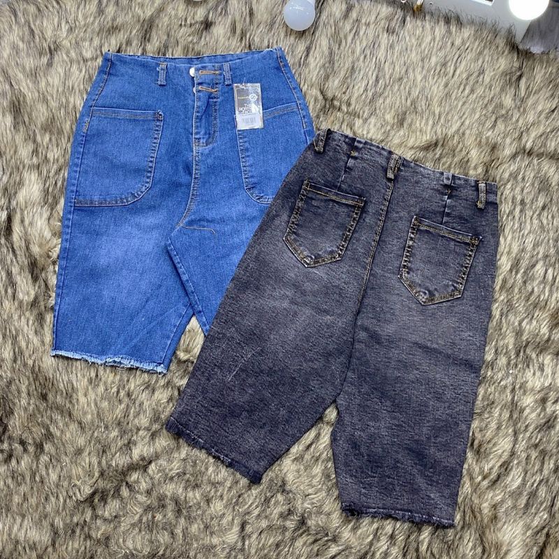 Quần jeans ngố lưng cao 2 nút cạp cao chuẩn dáng