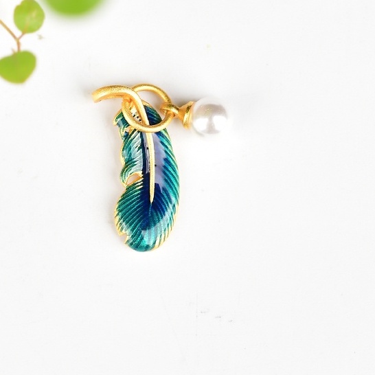 Mặt Dây Chuyền Lông Vũ Nhỏ Giọt Nước Ngọc Trai Tự Làm Thủ Công Mặt Dây Bện Màu Vàng Cát Chống Dị Ứng Có Khả Năng Nhận Diện Màu Sắc Cao Cổ Điển