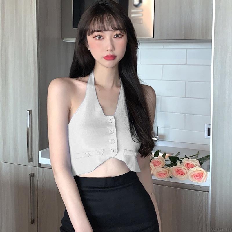 Áo hai dây vải len hở rốn gợi cảm thời trang cho nữ