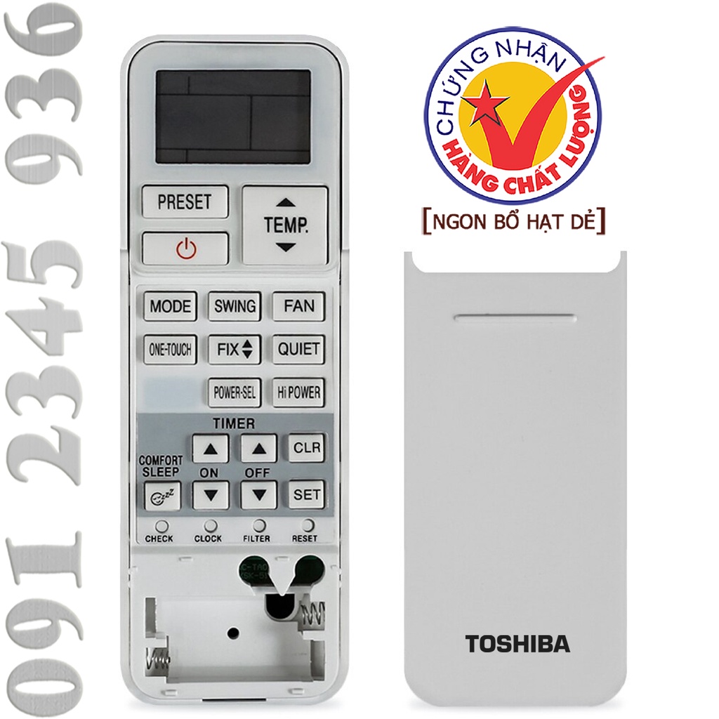 Remote Điều khiển cho Điều hòa Máy lạnh TOSHIBA &quot;HÀNG ĐẸP''. (Mẫu số 6)