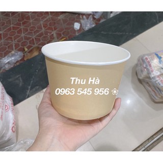 50 bát tô giấy 780ml trơn 1 màu đựng cháo kèm nắp
