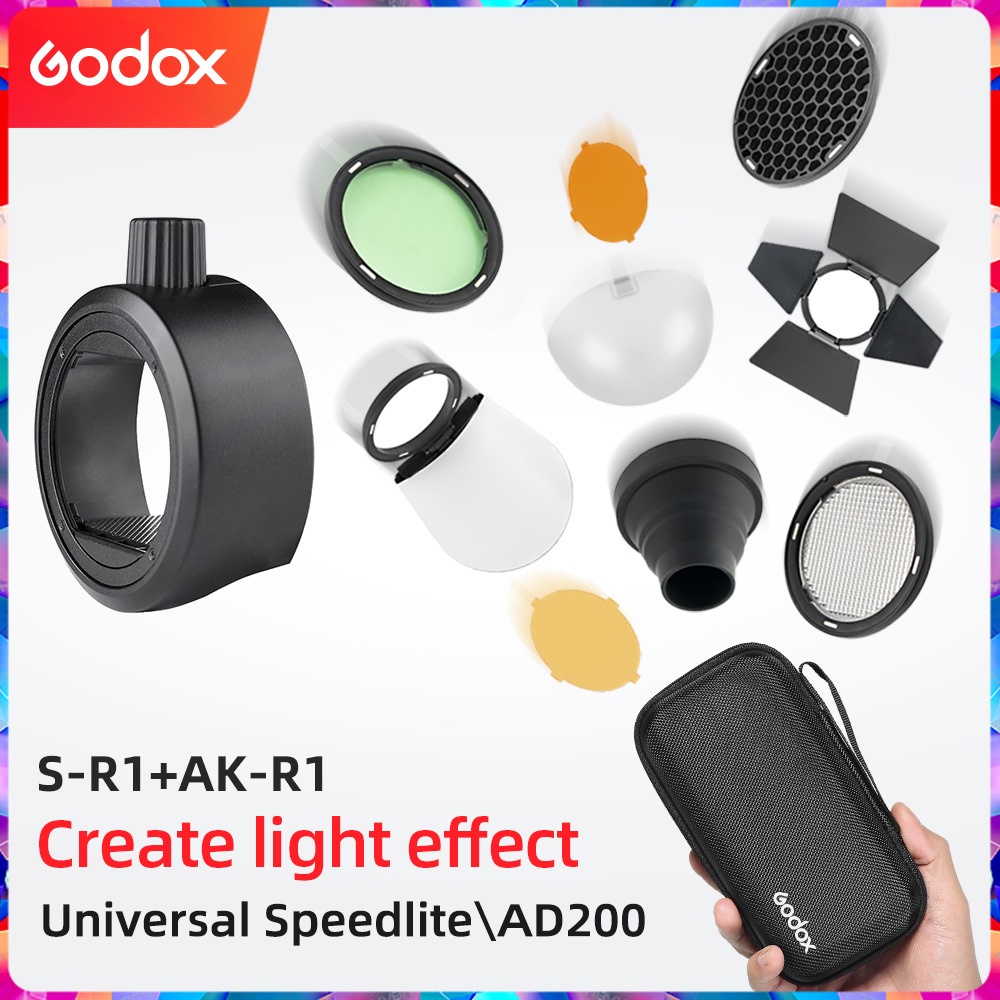 Bộ Dụng Cụ Khuếch Tán Màu Phản Quang Gắn Cửa Ra Vào AK-R1 + S-R1 Cho Godox AD200 H200R V1