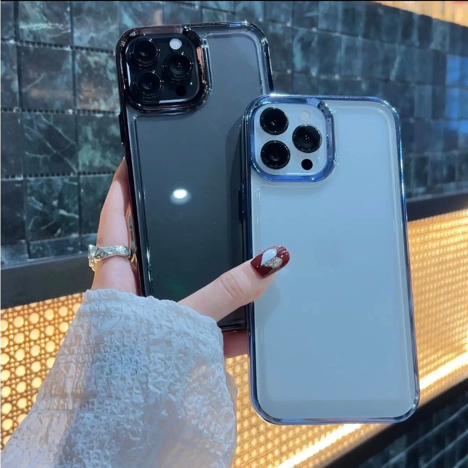 Ốp lưng iphone trong suốt viền màu mạ điện cao cấp 7plus/8/8plus/x/xs/11/12/13/14/pro/max/plus/promax- Awifi Q4-17