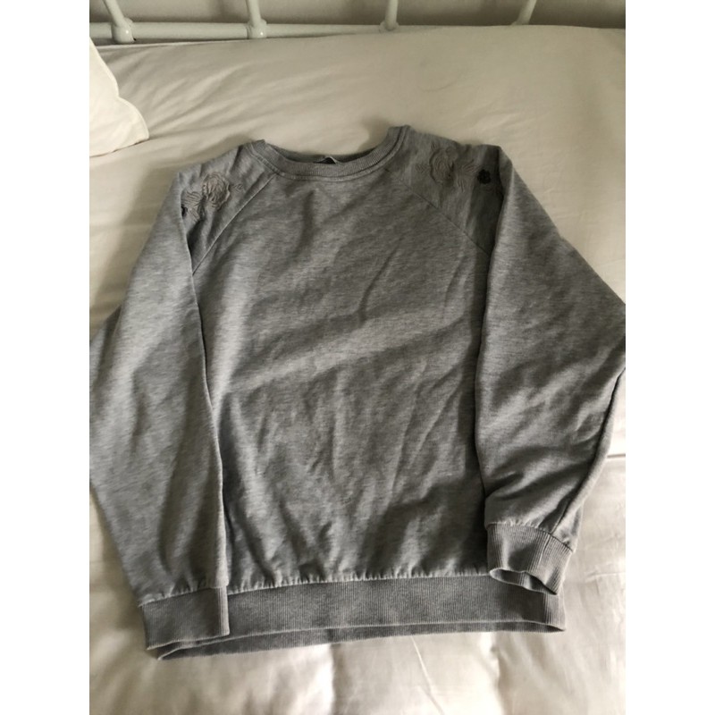Zara-Áo khoác xám Viền Hoa