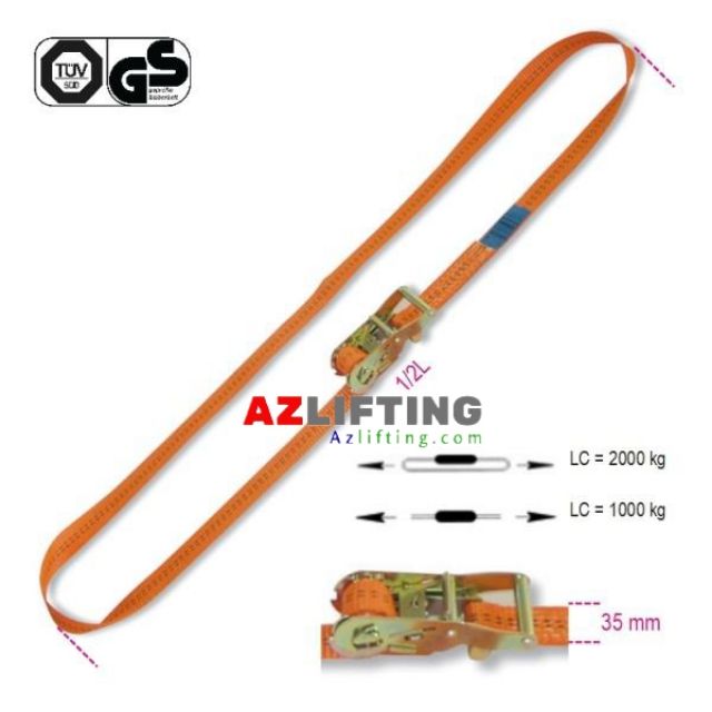 Dây cảo chằng hàng bản 3.5cm 2 tấn không móc màu cam