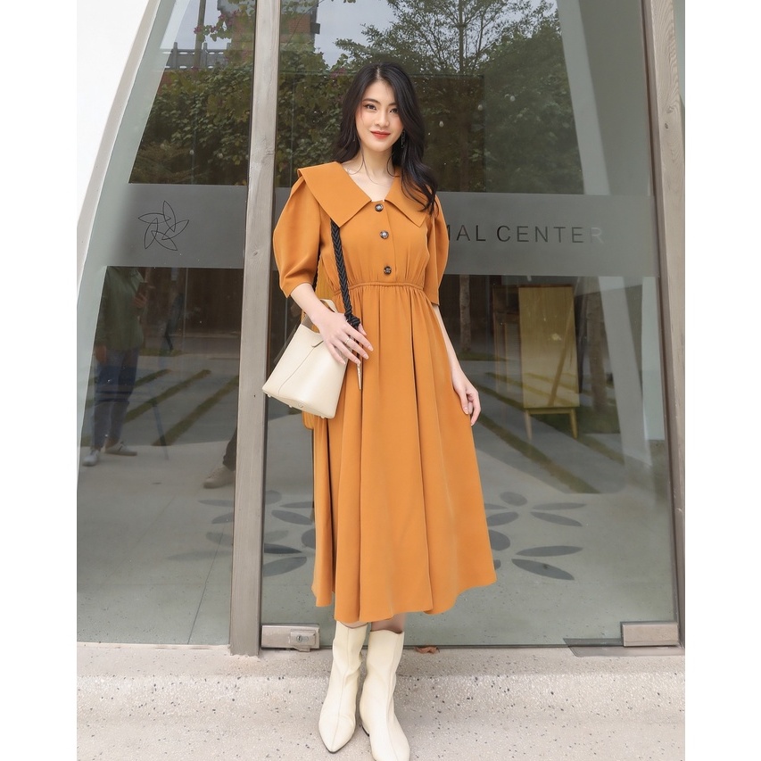 Đầm nữ lỡ tay, cổ sơ mi, thanh lịch, sang chảnh, thiết kế cao cấp TK Fashion - DKB71