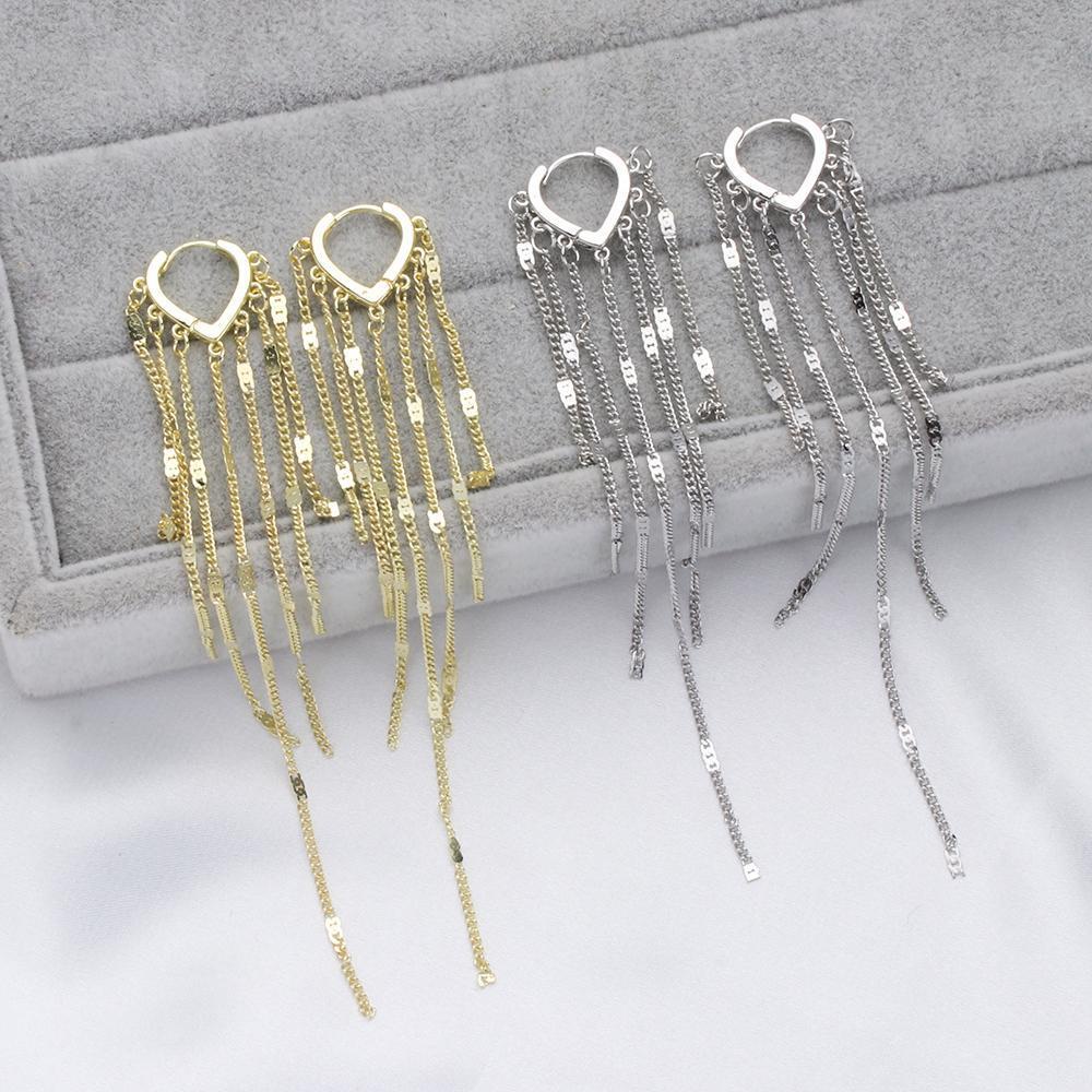 Hoa Tai Dáng Dài Mặt Hình Trái Tim Phối Tua Rua Thời Trang Cho Nữ