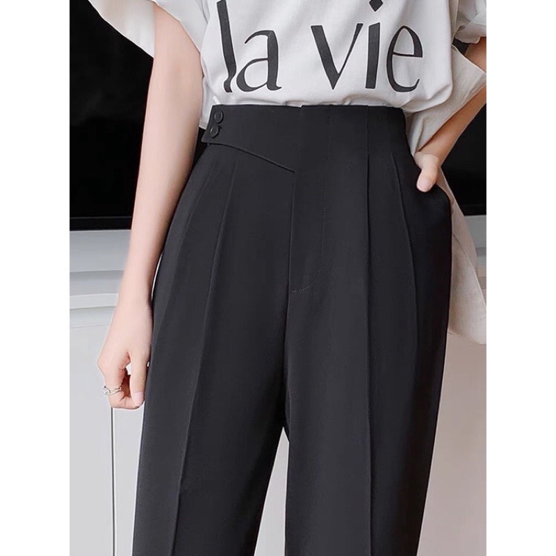 Quần baggy_quần tây nữ cạp chéo 2 khuy cạp cao mã 236