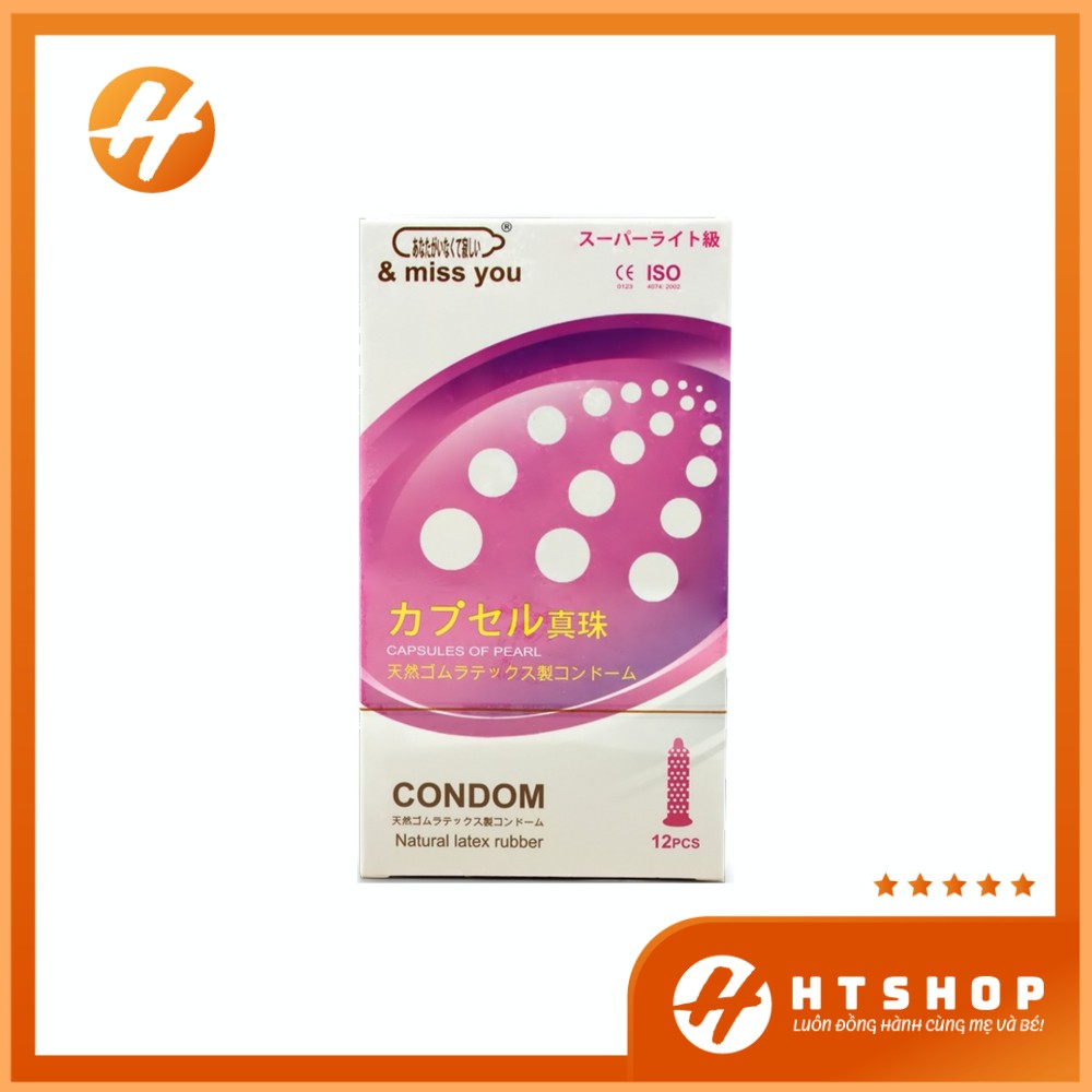 Bao Cao Su Miss You Gân Gai Hạt Nổi Cho Tình Cảm Thêm Nồng Nàn Hộp 12 Bao - Nhật Bản