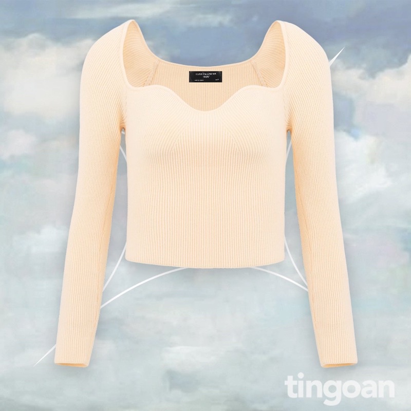 Áo len dài tay viền lượn cổ vàng nhạt tingoan TIFFANY TOP/YL | BigBuy360 - bigbuy360.vn