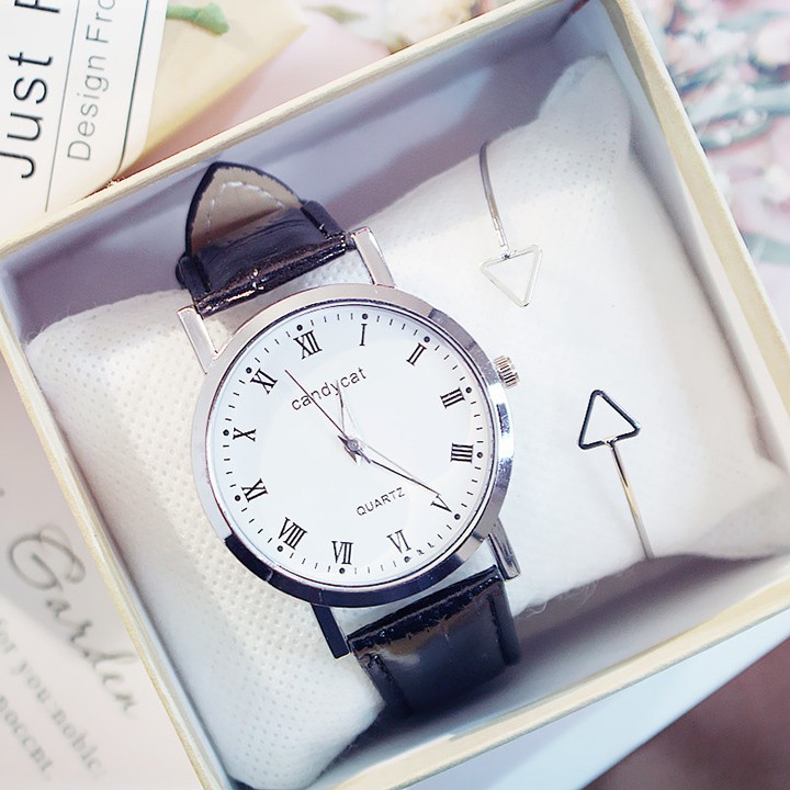 Đồng Hồ Đôi Candycat 16 Dây Da Mặt Tròn Thời Trang Dễ Thương | BigBuy360 - bigbuy360.vn