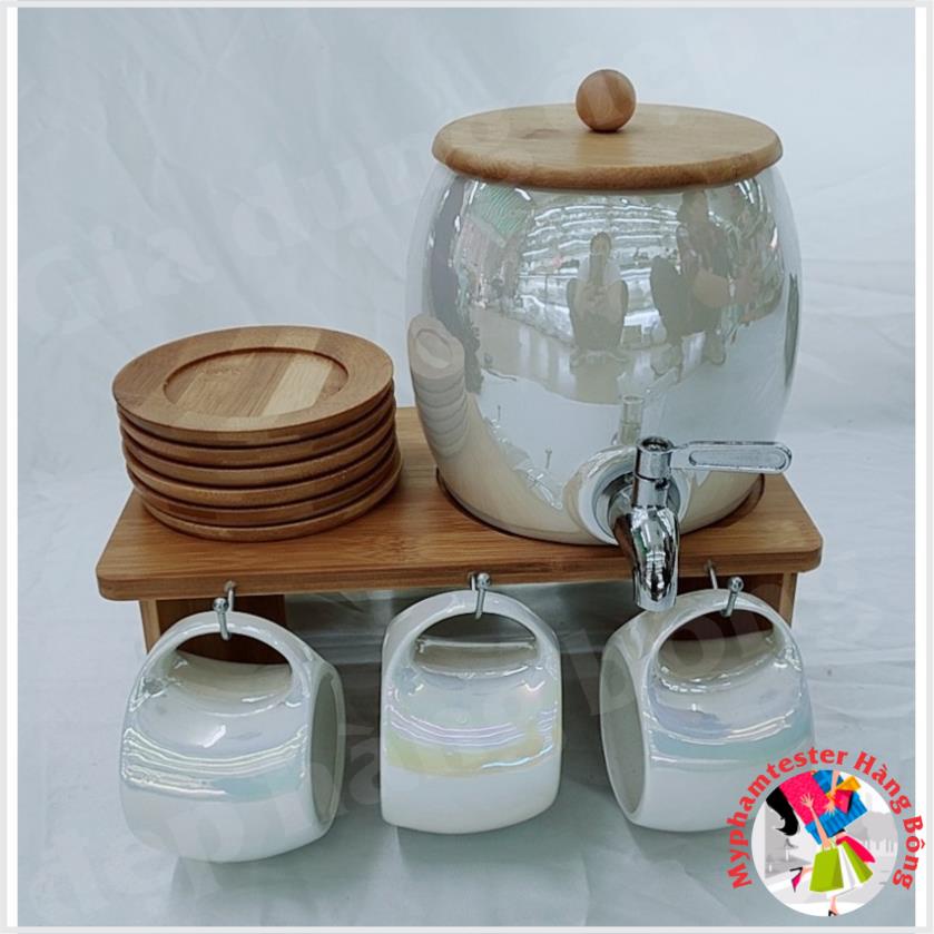 BỘ TRÀ BOM KÈM GIÁ TREO CỐC MÀU RẮNG ÁNH TRAI