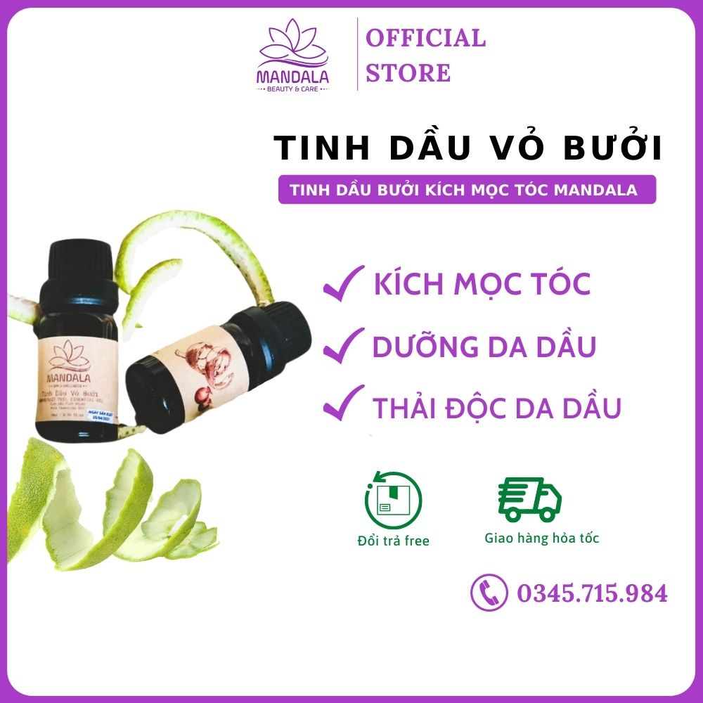 Tinh Dầu Vỏ Bưởi Kích Thích Mọc Tóc Dạng Bôi Mandala 10ml