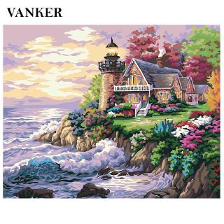 Bộ Tranh Sơn Dầu 40x50cm Tự Làm Họa Tiết Phong Cảnh Biển Cả Sang Trọng Dùng Để Trang Trí Nhà Tiện Dụng + Phụ Kiện