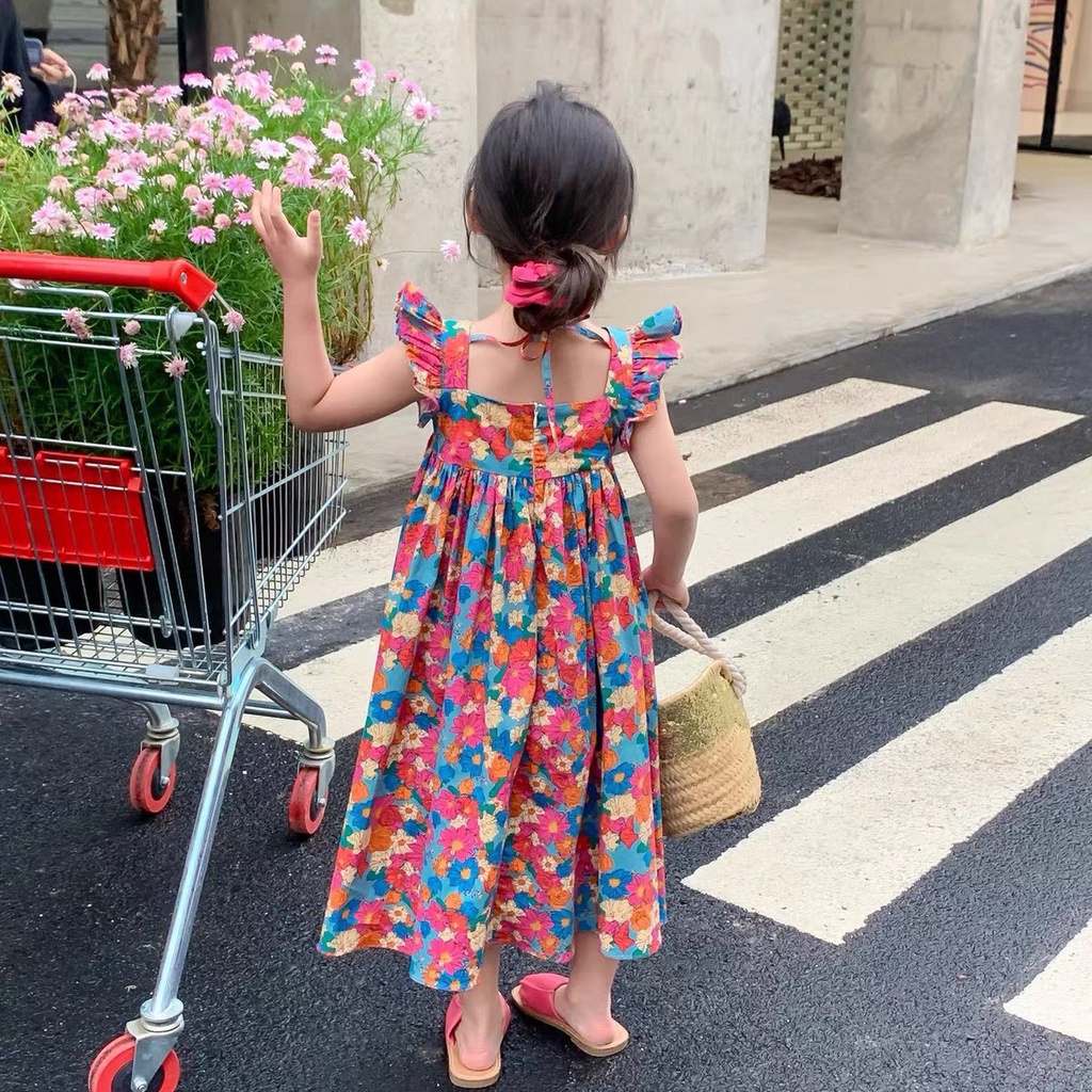 Váy bé gái thô Hoa ngũ sắc XHN1006