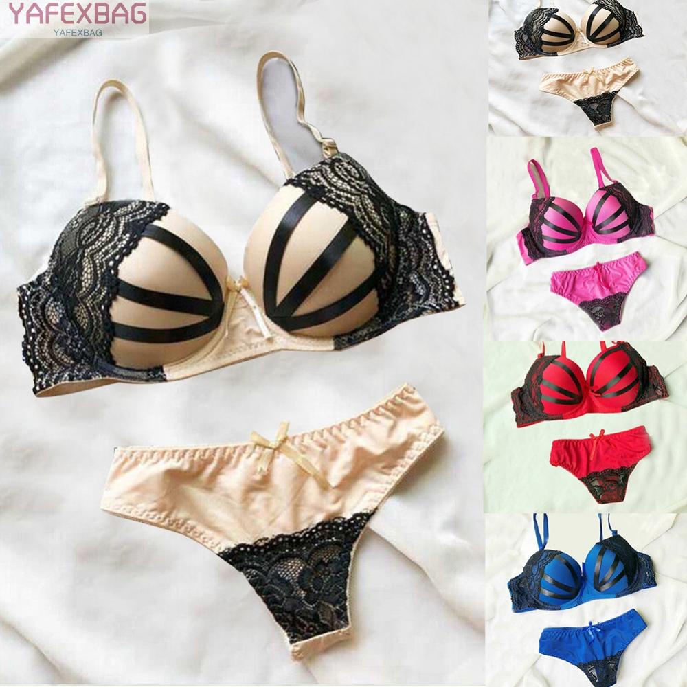 Womens Push Up Bra and Thong Set Sexy Lingerie Lingerie Size 36-42 B C Cup Simple Fashion