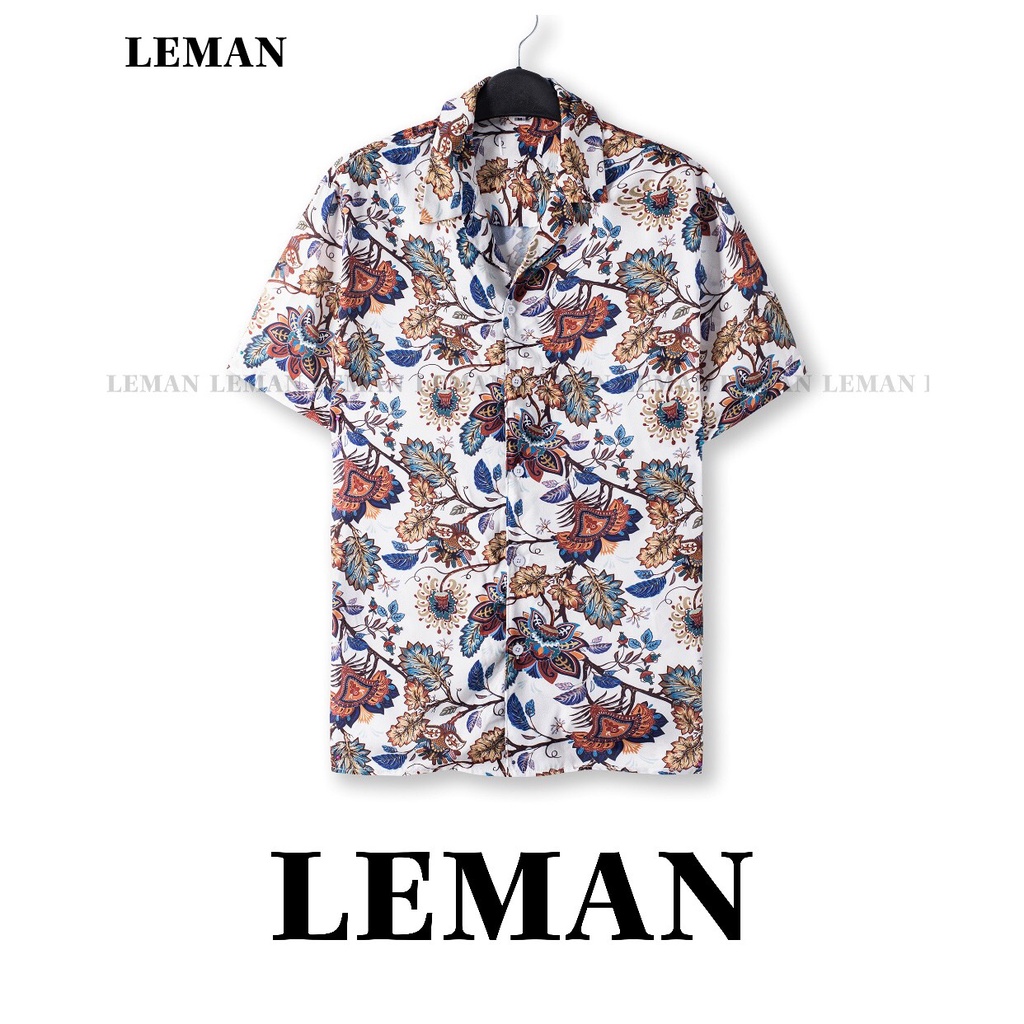 Áo sơ mi hawai shirt nam- LEMAN-bản đặc biệt  chất lụa cao cấp cực mát và giữ form  - họa tiết đen và đỏ - mua 2 tặng 1 | BigBuy360 - bigbuy360.vn