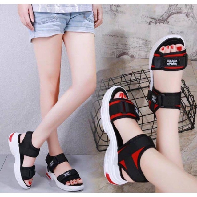 Sandal học sinh gót đỏ đế dày năng động