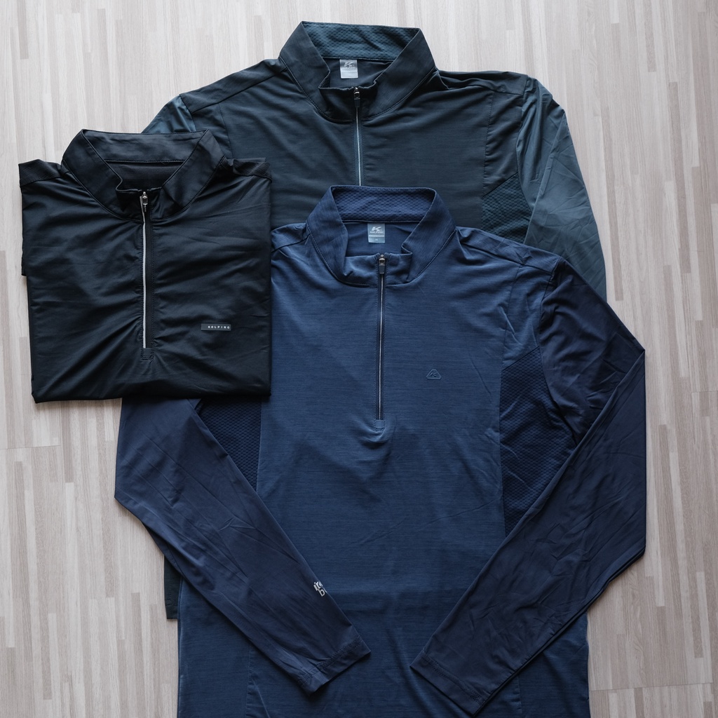 Áo thun dài tay cổ khóa Zipper tiện dụng, Áo thể thao nam tay dài