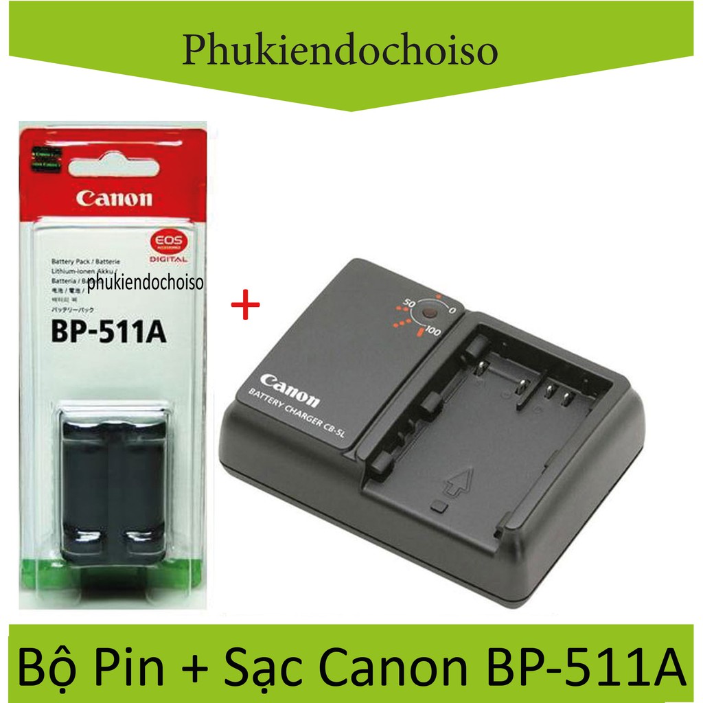 Bộ pin sạc thay thế 1 pin 1 Sạc máy ảnh Canon BP-511A