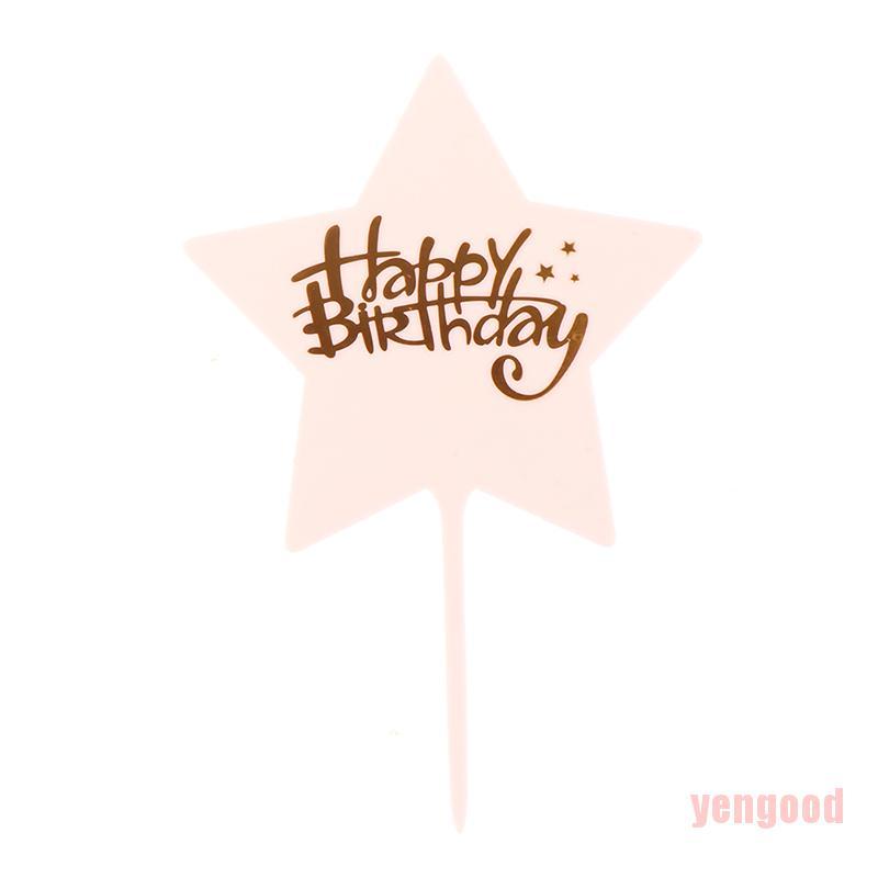 1 Phụ Kiện Trang Trí Bánh Kem Bằng Acrylic Hình Chữ Happy Birthday Dễ Thương