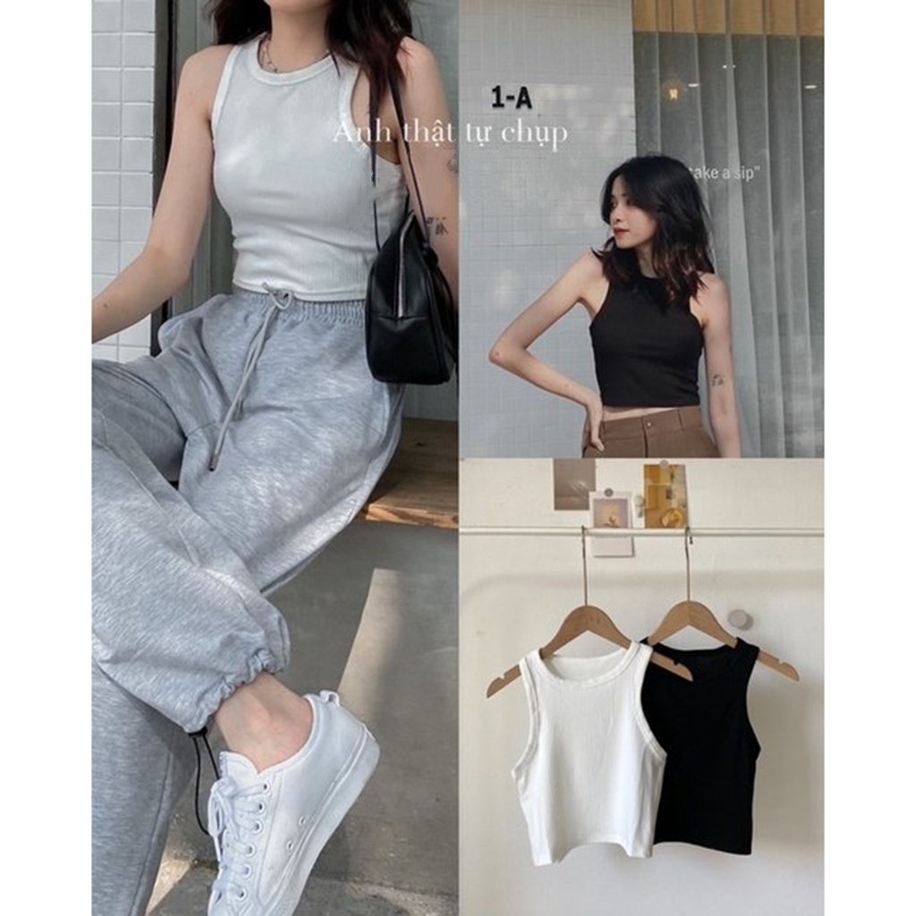Áo thun ba lỗ croptop ôm dáng tôn vòng 1 thời trang mùa hè đẹp vải thun tăm thấm mồ hôi tốt