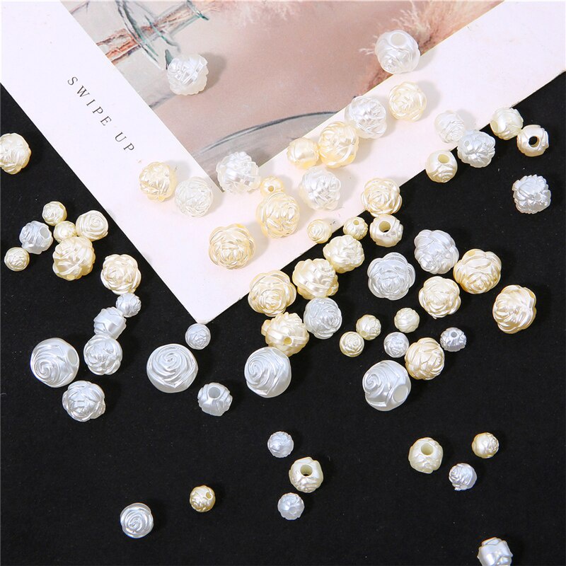 Hạt acrylic ABS giả ngọc trai hình hoa hồng làm vòng tay vòng cổ thủ công