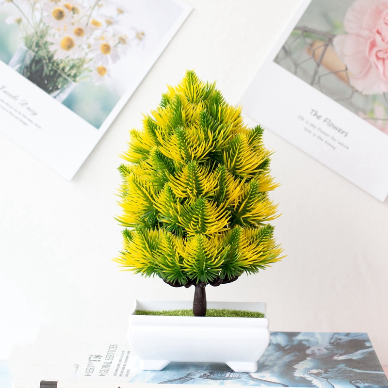 (Kèm chậu)Chậu Cây Cảnh Nhân Tạo Kèm Chậu Trang Trí Nhà Cửa