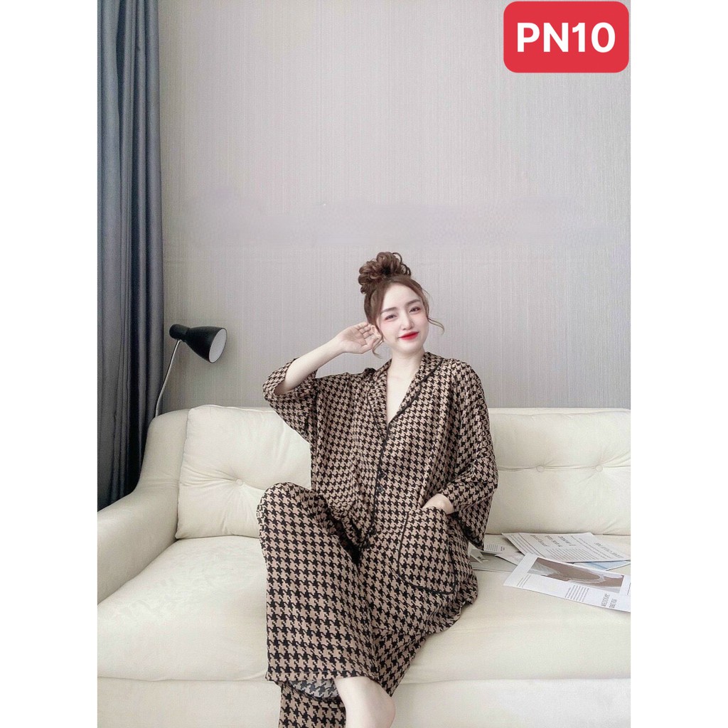 [Siêu Hot] Bộ Đồ Pijama LụaBộ Lụa Cộc Tay Quần Dài Họa Tiết Cao Cấp , Chất Liệu Mát Lịm[HÀNG ĐẸP CHUẨN]