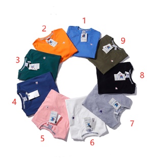 Áo Thun Cotton Thể Thao Thêu Chữ Champion 9 Màu Thời Trang Mùa Hè Cho Cặp Đôi