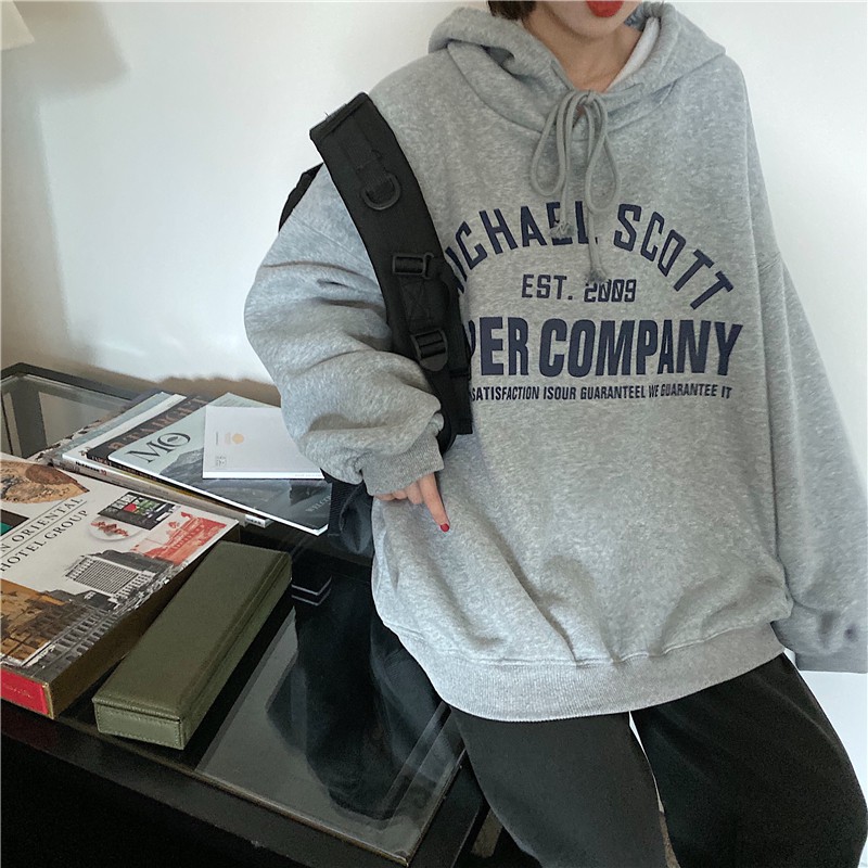 Áo hoodie có nón tay dài in chữ cá tính sành điệu