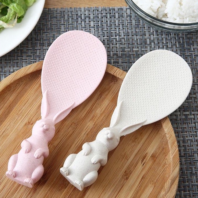 Môi Xới Cơm Hình Thỏ Đáng Yêu, Muôi Đơm Cơm Chống Dính, Muỗng Nhựa Xới Cơm Thiết Kế Có Tay Cầm Con Thỏ Tiện Lợi