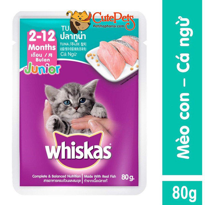 Pate cho mèo Whiskas 80g thức ăn ướt cho mèo - CutePets Phụ kiện chó mèo Pet shop Hà Nội