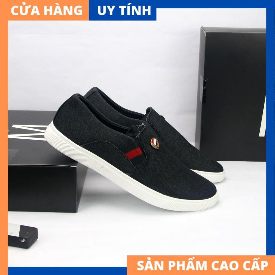 Giày lười vải nam thân đen đế trắng VP361 GấuNâu [HÀNG CAO CẤP] | BigBuy360 - bigbuy360.vn