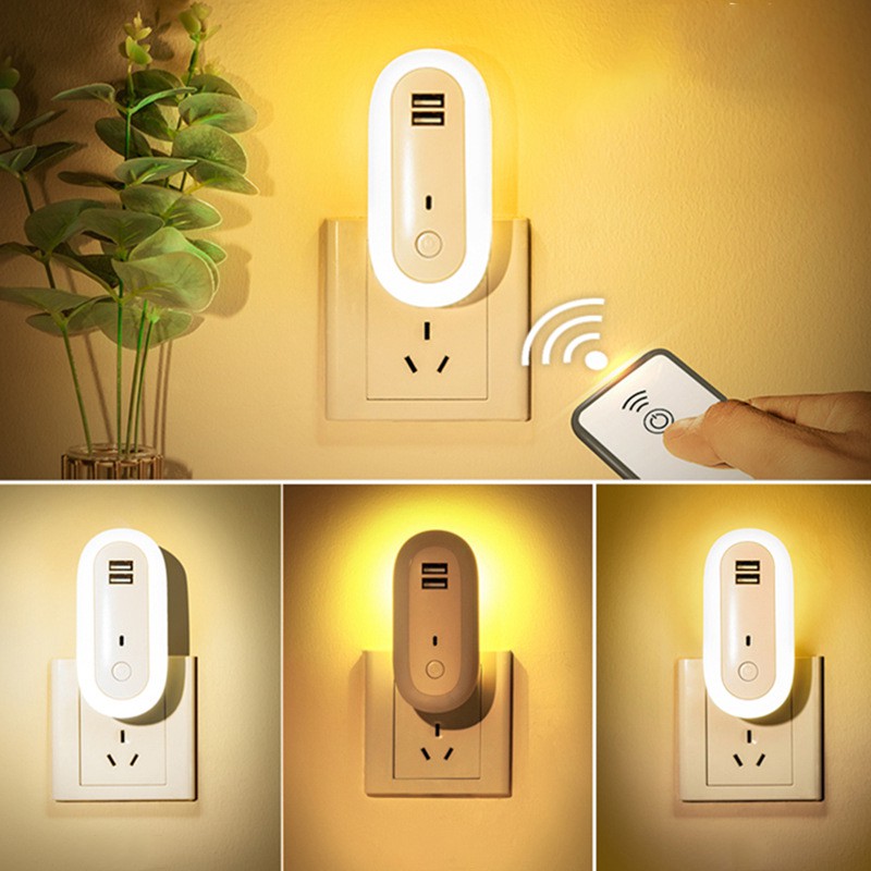 [3 trong 1] Đèn ngủ ngủ thông minh kim sạc điện thoại - Điều khiển từ xa bằng remote - hẹn giờ